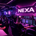 Bureau d'e-sport Nexa avec éclairage futuriste